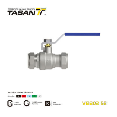 VB202 58 บอลวาล์วทองเหลืองปลายอัดและมือจับก้านโยก 232 Psi