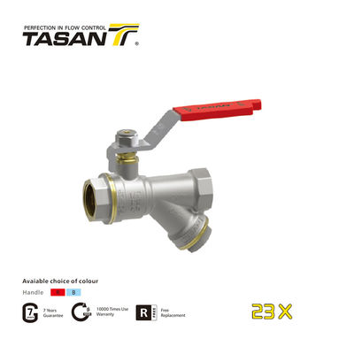 16bar 232Psi บอลวาล์วสามทางทองเหลืองพร้อมกรอง 1/2''~1'' 23X