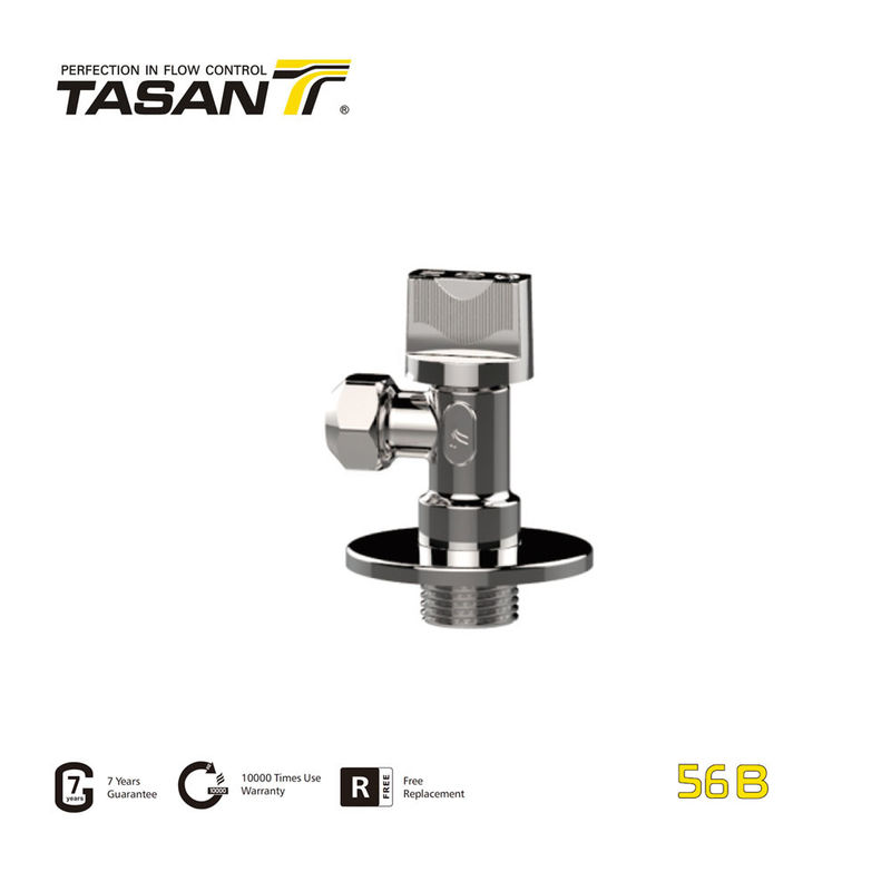 1/2'' X 3/8''-10mm วาล์วมุมทองเหลืองแบบแมนนวล 145 Psi สำหรับงานประปา 56B